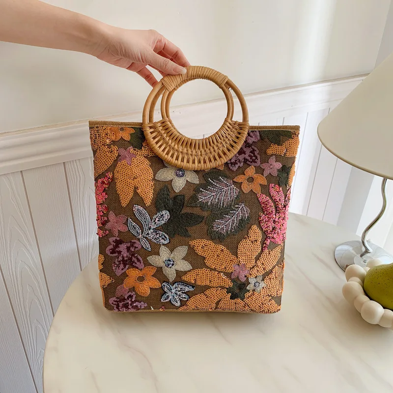 Sequin Flower Graphic Top Handle Bag Retro Ethnic Tote and Bohemian Handbag Vacation Bags For Women Designer Purses And Handbags
Sequin Flower Graphic Top Handle Bag Retro Ethnic Tote and Bohemian Handbag Vacation Bags For Women Designer Purses And Handbags