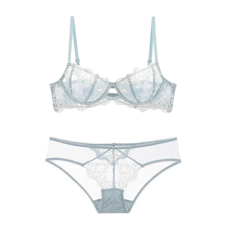 New Ultra-thin Embroidered Lace Underwear with A Large Chest and A Steel Ring Without Sponge Bra Set for Women's Underwear
New Ultra-thin Embroidered Lace Underwear with A Large Chest and A Steel Ring Without Sponge Bra Set for Women's Underwear