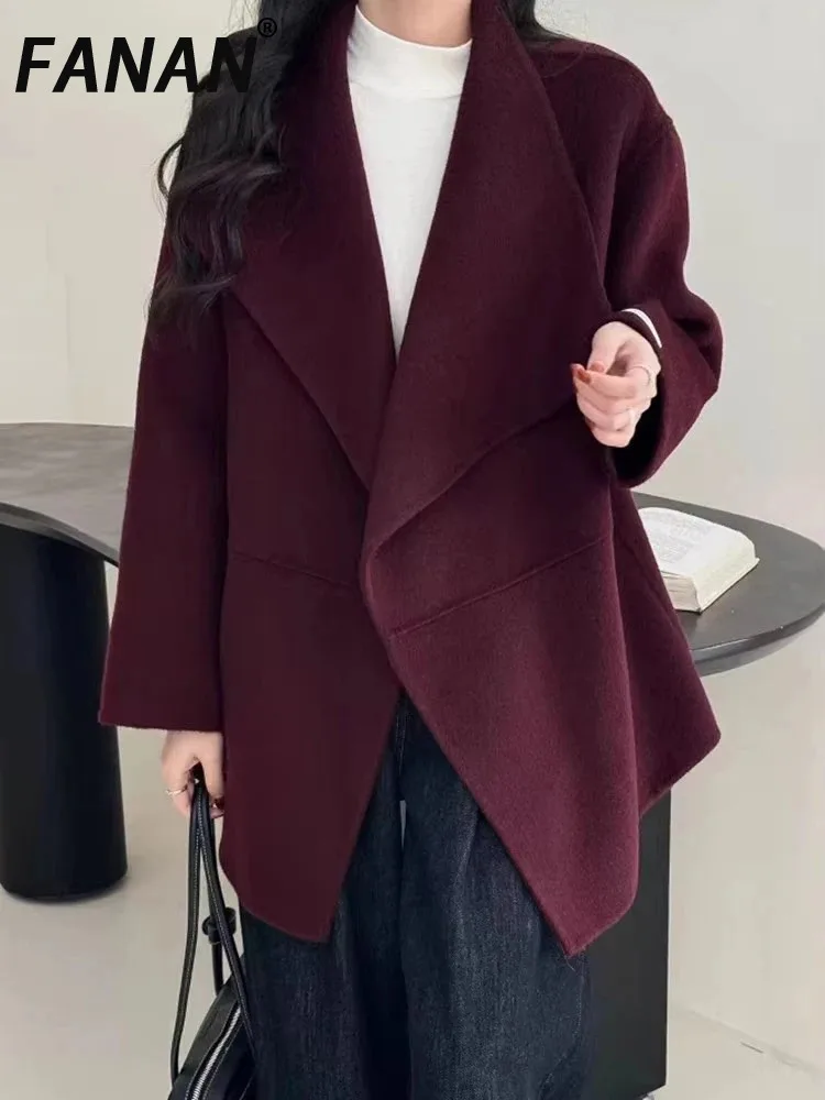 FANAN Asymmetric Wool Coats For Women Single Button Thick Warm Office Lady Short Outwear Female 2025 Spring New Fashion Clothes
FANAN Asymmetric Wool Coats For Women Single Button Thick Warm Office Lady Short Outwear Female 2025 Spring New Fashion Clothes