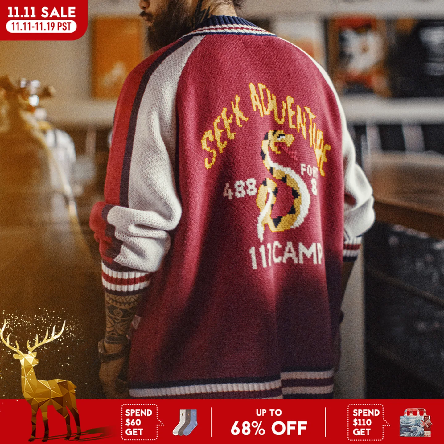 Maden Vintage Yokosuka Embroidered Jacket Men's Jacquard Knitted Cardigan Thickened Warm Zippered Baseball Coat for Fall Winter
Maden Vintage Yokosuka Embroidered Jacket Men's Jacquard Knitted Cardigan Thickened Warm Zippered Baseball Coat for Fall Winter