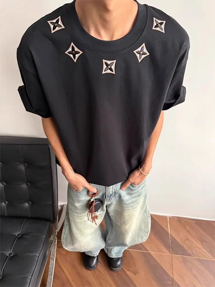 Heavyweight Embroidered oulder T-irt for Men Summer Youth Versatile f Sve American High Street Cool ort Sve
Heavyweight Embroidered oulder T-irt for Men Summer Youth Versatile f Sve American High Street Cool ort Sve