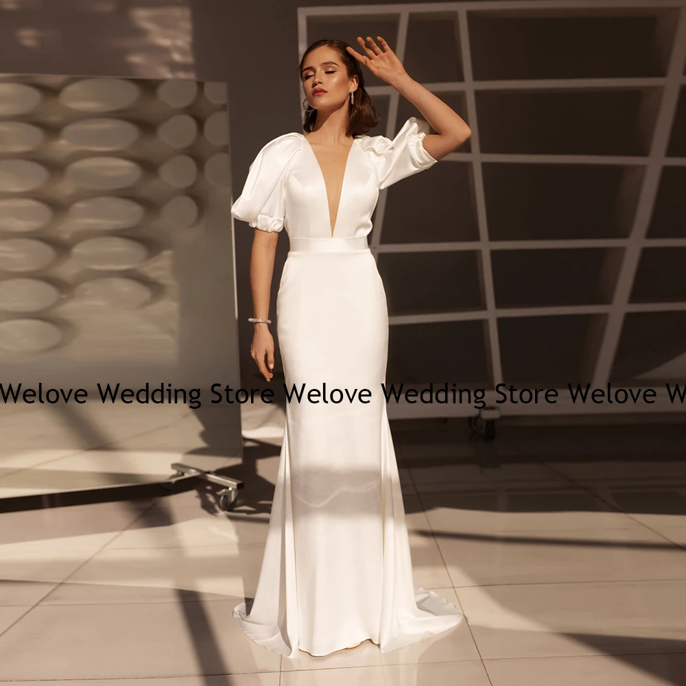 Puff Sleeve Mermaid Wedding Gown For Woman 2024 Deep V Neck Backless Floor Length Bridal Dress Vintage Custom Vestido De Mariee
Puff Sleeve Mermaid Wedding Gown For Woman 2024 Deep V Neck Backless Floor Length Bridal Dress Vintage Custom Vestido De Mariee