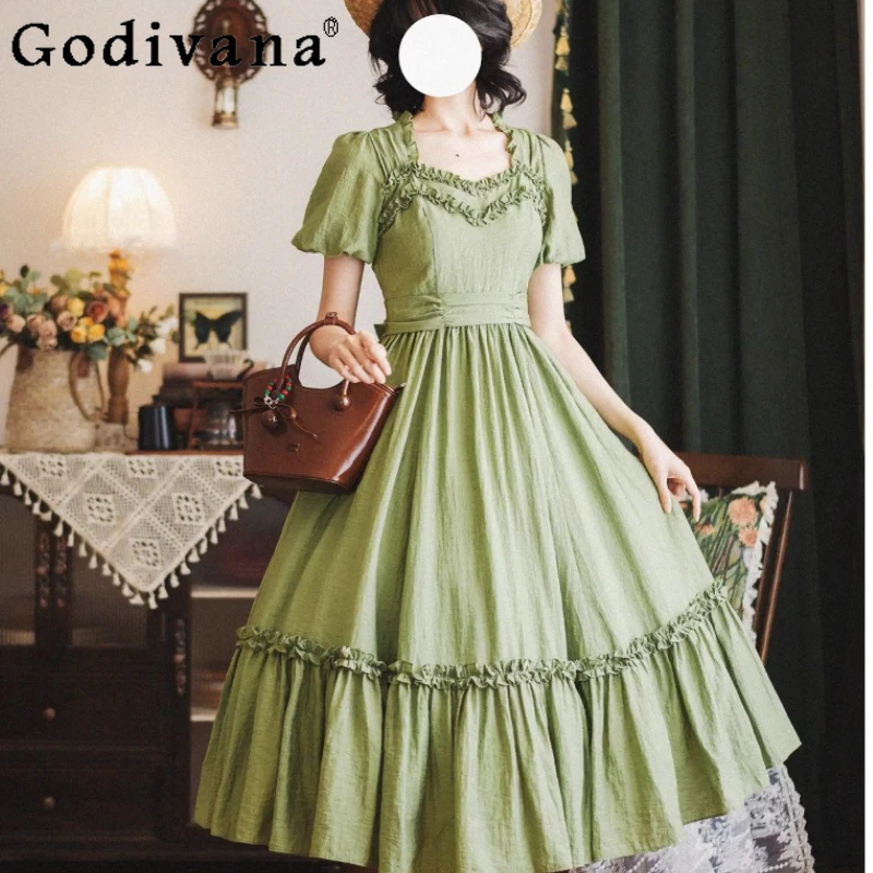Original French Retro Elegant Long Dress Summer New Japanese Woman's High Waist Slim Ruffle Edge Lolita Style Cla Princess Dress
Original French Retro Elegant Long Dress Summer New Japanese Woman's High Waist Slim Ruffle Edge Lolita Style Cla Princess Dress