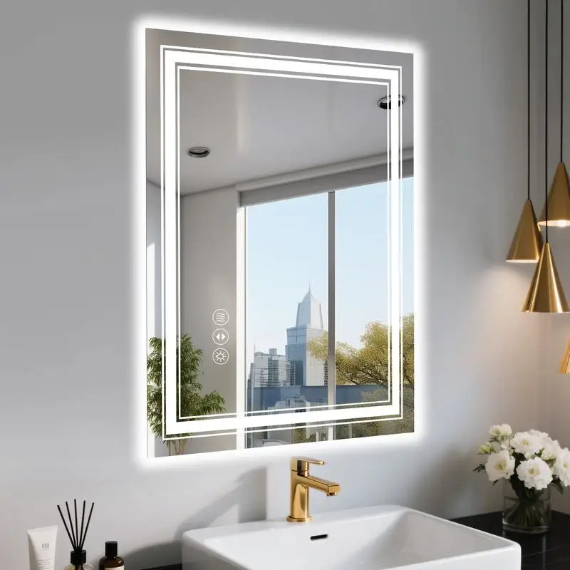 30x36 Inch LED Bathroom Mirror, Frameless Smart Mirror with Touch Control, Anti-Fog, Dimmable Light
30x36 Inch LED Bathroom Mirror, Frameless Smart Mirror with Touch Control, Anti-Fog, Dimmable Light