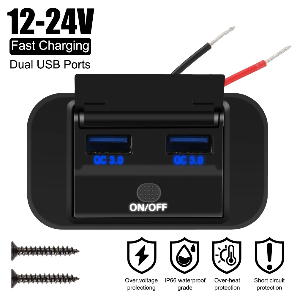 Outlet Socket Car Charger For Motorcycle Camper Truck ATV Boat Car RV Socket Adapter Dual USB Dual QC3.0 Charger 12V/24V
Outlet Socket Car Charger For Motorcycle Camper Truck ATV Boat Car RV Socket Adapter Dual USB Dual QC3.0 Charger 12V/24V