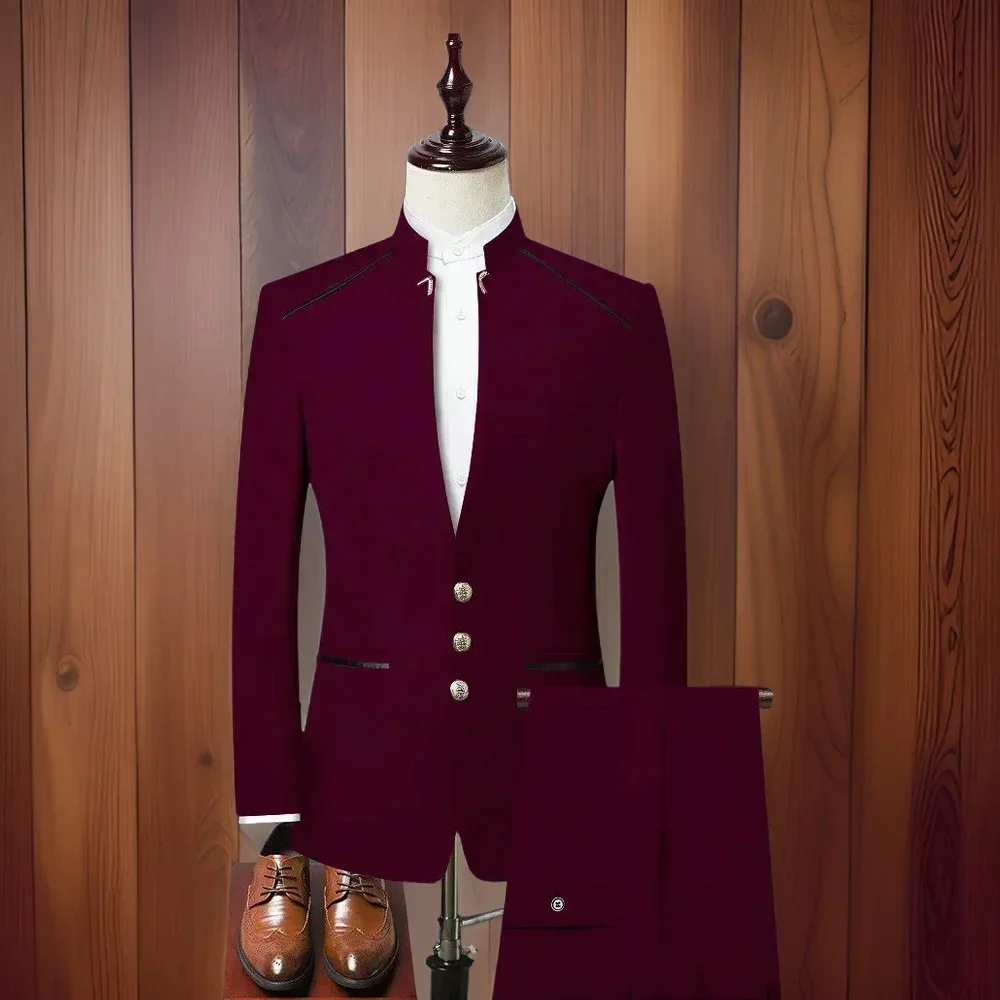 Men Wedding Suits With Stand Collar Slim Fit African Mandarin Style Groom Tuxedos Male Dress Prom Best Man Blazer 2 Pcs Set
Men Wedding Suits With Stand Collar Slim Fit African Mandarin Style Groom Tuxedos Male Dress Prom Best Man Blazer 2 Pcs Set