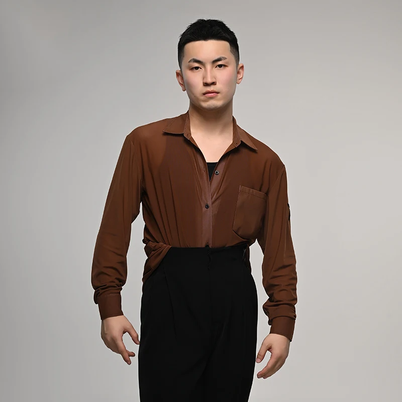 New Latin Dance Performance Costumes For Men Black Brown Mesh Shirts Samba Rumba Salsa Dress Adult Modern Latin Clothes DQS23429
New Latin Dance Performance Costumes For Men Black Brown Mesh Shirts Samba Rumba Salsa Dress Adult Modern Latin Clothes DQS23429