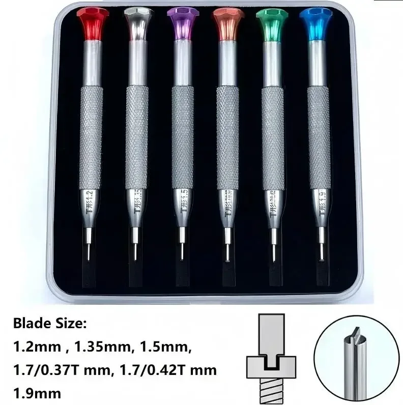 W0317 Set of Watch Band Screw Pin Removal Screwdriver with T Blades 1.2mm 1.35mm 1.5mm 1.7mm 1.9mm for Removing Rx Bracelet Link
W0317 Set of Watch Band Screw Pin Removal Screwdriver with T Blades 1.2mm 1.35mm 1.5mm 1.7mm 1.9mm for Removing Rx Bracelet Link