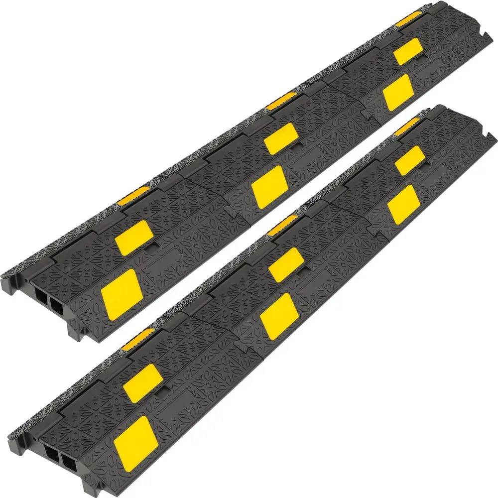 6 Pack 2-Channel Rubber Cable Protector Ramp, 17" x 10" x 1.8" inch Interlocking Floor Wire Cord Cable Cover, Visible at Night, Durable Rubber Speed Bump Hump Ramp (2-Channel 6 Pack)
6 Pack 2-Channel Rubber Cable Protector Ramp, 17" x 10" x 1.8" inch Interlocking Floor Wire Cord Cable Cover, Visible at Night, Durable Rubber Speed Bump Hump Ramp (2-Channel 6 Pack)