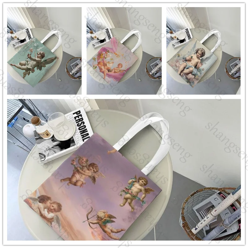 Vintage Rose Victorian Angel Tote bag fashion shoulder bag canvas handheld folding bag women casual large capacity shopping bags
Vintage Rose Victorian Angel Tote bag fashion shoulder bag canvas handheld folding bag women casual large capacity shopping bags