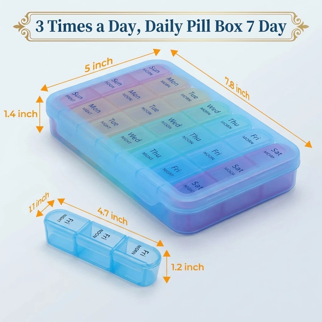 Travel Size Blue Pill Cases Organizers 7 Day Weekly 3 Times a Day by Daviky Daily Pill Box Portable Medicine Organizer
Travel Size Blue Pill Cases Organizers 7 Day Weekly 3 Times a Day by Daviky Daily Pill Box Portable Medicine Organizer