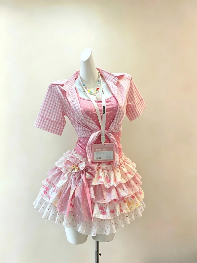 Summer Japanese Lolita Y2k Women's Set 3 Piece Set Korean Fashion 2000s Aesthetic Subculture Female New Kawaii Sexy Girl Outfits
Summer Japanese Lolita Y2k Women's Set 3 Piece Set Korean Fashion 2000s Aesthetic Subculture Female New Kawaii Sexy Girl Outfits