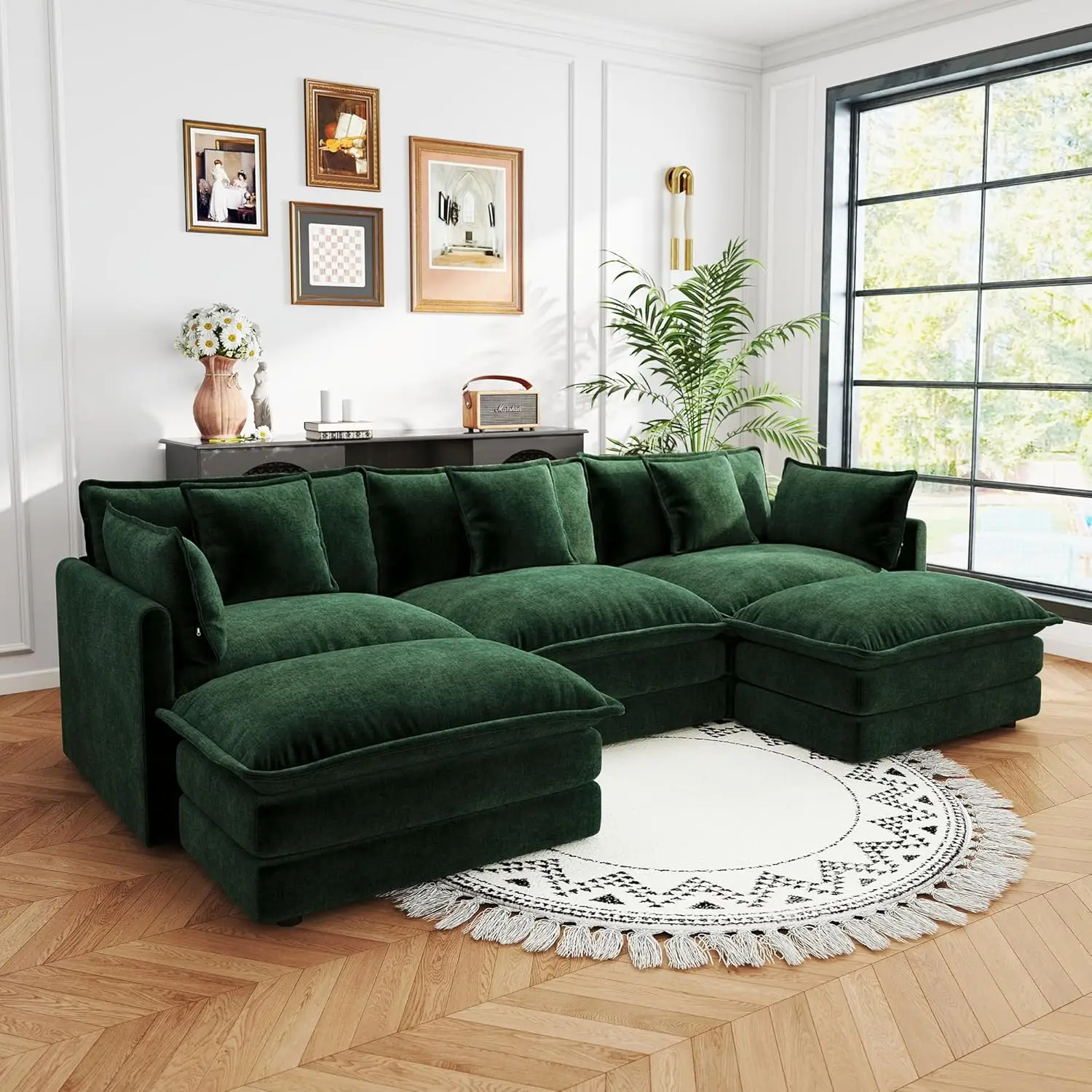 Sectional Sofa 3 Seater with Movable 2 Ottomans,Oversized Modular Couch Deep Seat (Green, 111.5 inch-U), Customized
Sectional Sofa 3 Seater with Movable 2 Ottomans,Oversized Modular Couch Deep Seat (Green, 111.5 inch-U), Customized