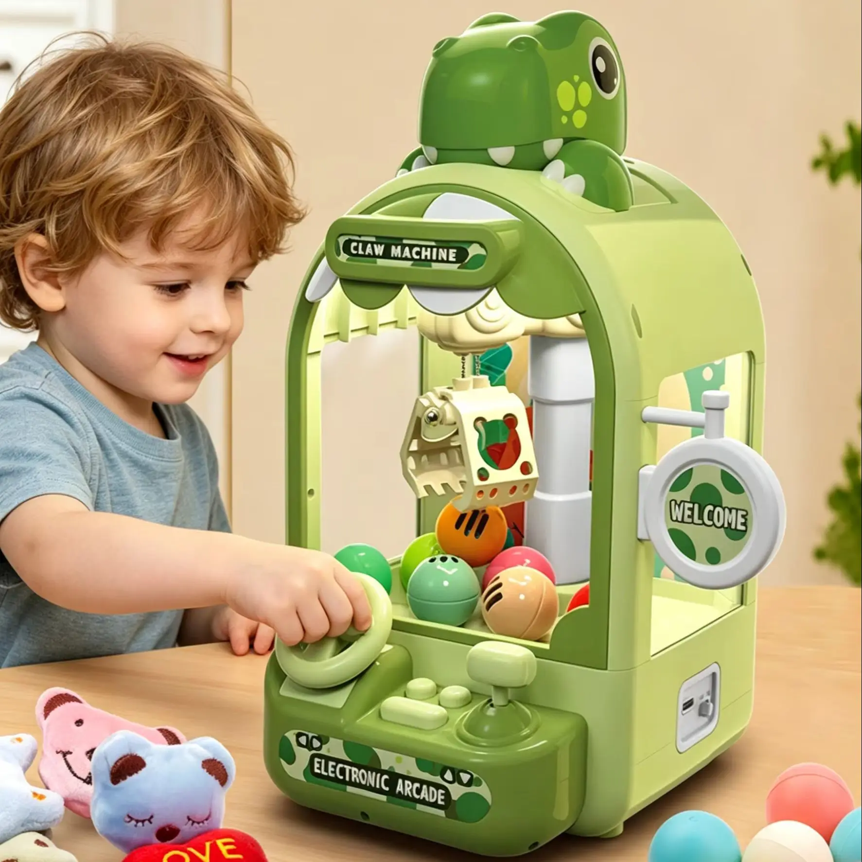 Dinosaur Claw Machine Toys Electronic Arcade Game Adjustable Catch Doll Machine Music Mini Vending Birthday Gifts for Kids
Dinosaur Claw Machine Toys Electronic Arcade Game Adjustable Catch Doll Machine Music Mini Vending Birthday Gifts for Kids