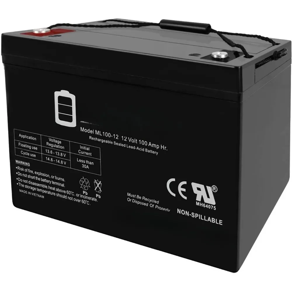 ML100-12 - 12 Volt 100 AH, Internal Thread (INT) Terminal, Rechargeable SLA AGM Battery
ML100-12 - 12 Volt 100 AH, Internal Thread (INT) Terminal, Rechargeable SLA AGM Battery