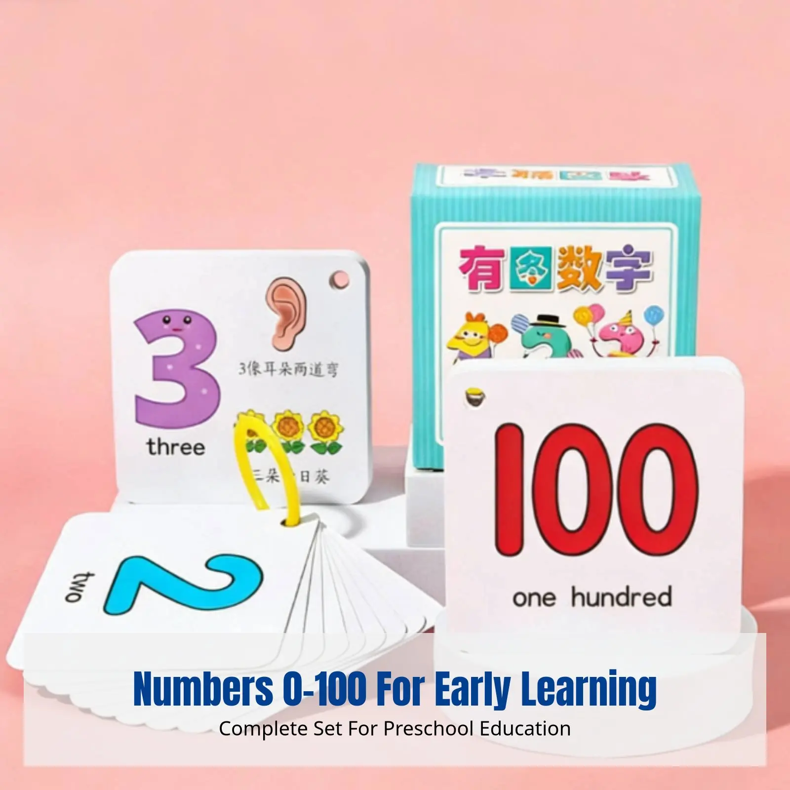 Preschool Educational Number Cards, 0-100, Bilingual, Large Size, Cartoon, Early Math Recognition
Preschool Educational Number Cards, 0-100, Bilingual, Large Size, Cartoon, Early Math Recognition