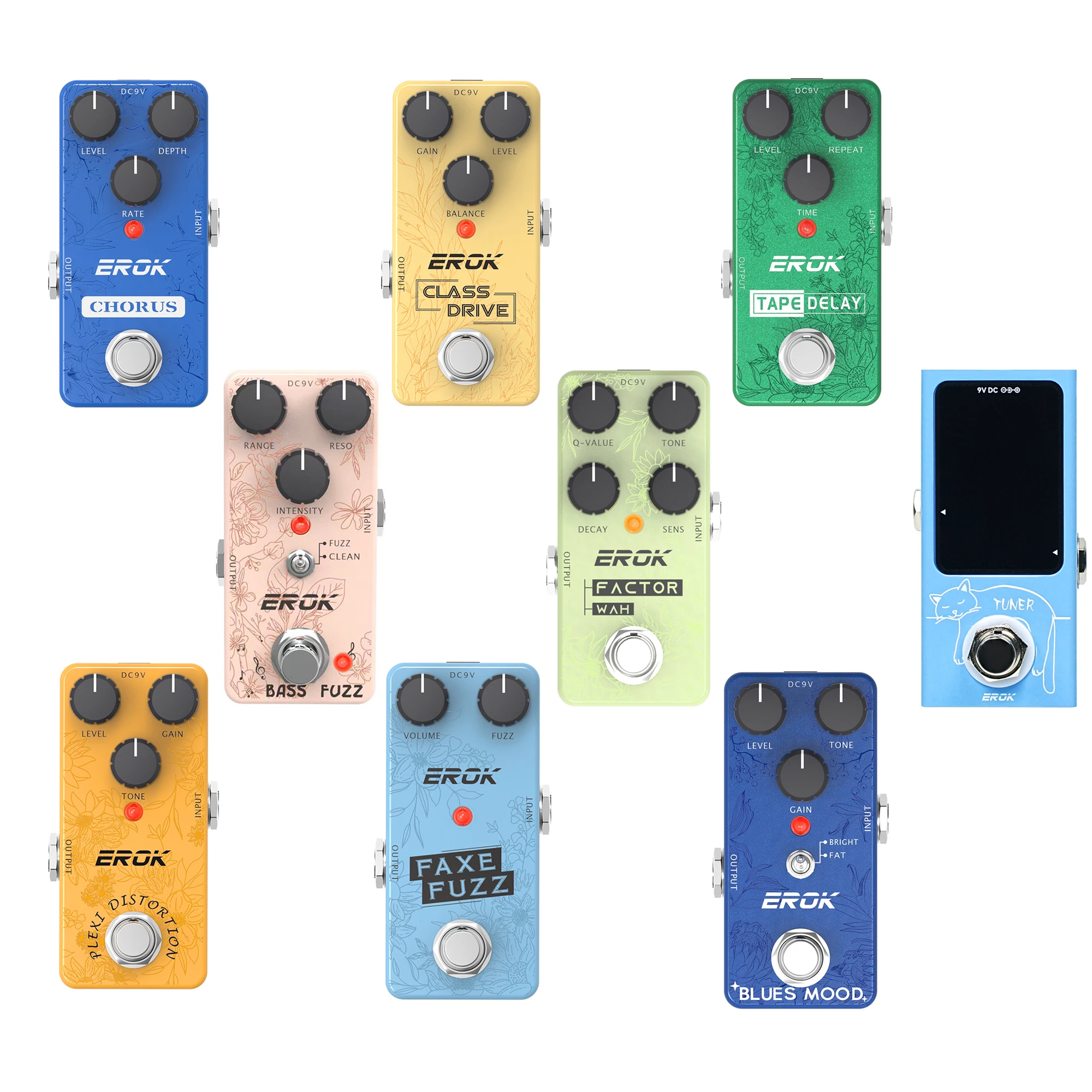 EROK Multi Guitar Effect Pedal Tape Delay Wah Chorus Distortion Class Drive Bass Fuzz Faxe Fuzz Portable Instrument Stompbox
EROK Multi Guitar Effect Pedal Tape Delay Wah Chorus Distortion Class Drive Bass Fuzz Faxe Fuzz Portable Instrument Stompbox