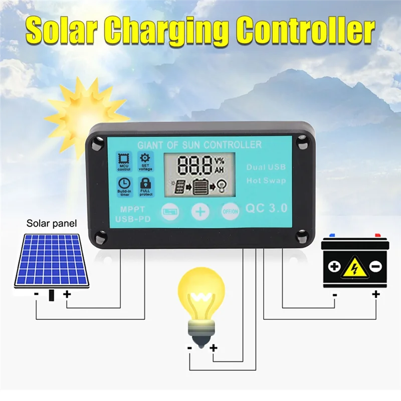Exquisite-MPPT Solar Charge Controller Multiple Protection Solar Solar QC3.0 Controller With LCD Screen
Exquisite-MPPT Solar Charge Controller Multiple Protection Solar Solar QC3.0 Controller With LCD Screen