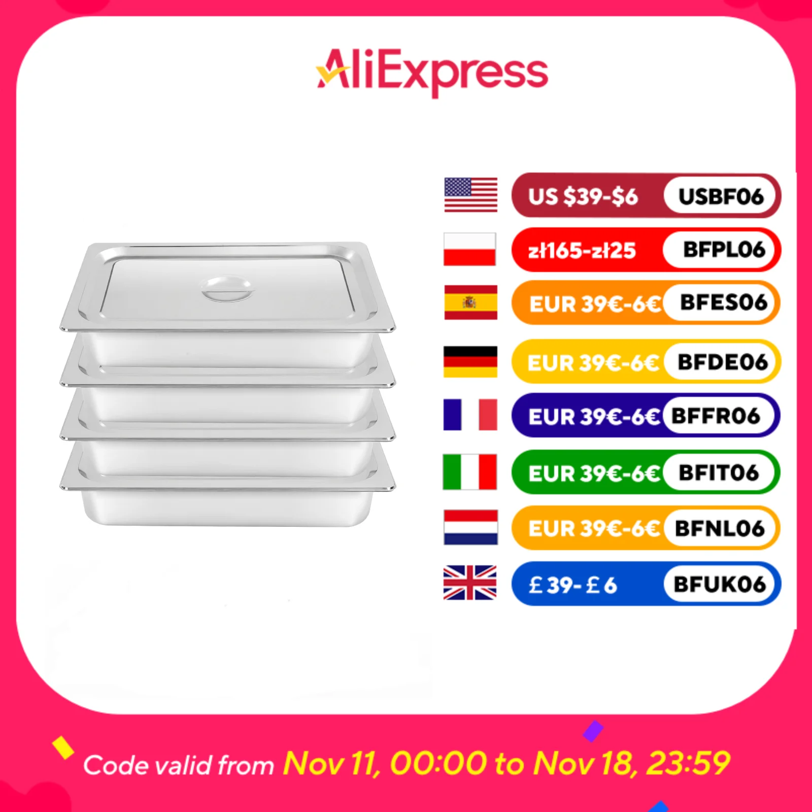 4 PCS Stainless Steel Table Pans with Lids Rectangle for Home Restaurants Hotels Buffets Party BBQ Baking
4 PCS Stainless Steel Table Pans with Lids Rectangle for Home Restaurants Hotels Buffets Party BBQ Baking