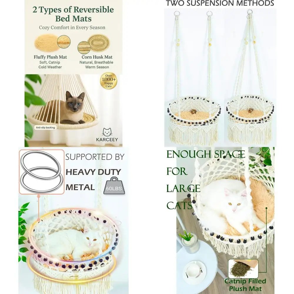 Large Cat Window Hammock with Hanging Bed and Scratching Mat, Indoor/Outdoor Catnip Mat for Wall Mount
Large Cat Window Hammock with Hanging Bed and Scratching Mat, Indoor/Outdoor Catnip Mat for Wall Mount