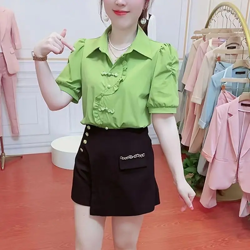 Summer Bubble Sleeve New Chinese Style Button Placket Slimming Temperament Fashionable Versatile Pullover Short Sleeve Shirt
Summer Bubble Sleeve New Chinese Style Button Placket Slimming Temperament Fashionable Versatile Pullover Short Sleeve Shirt