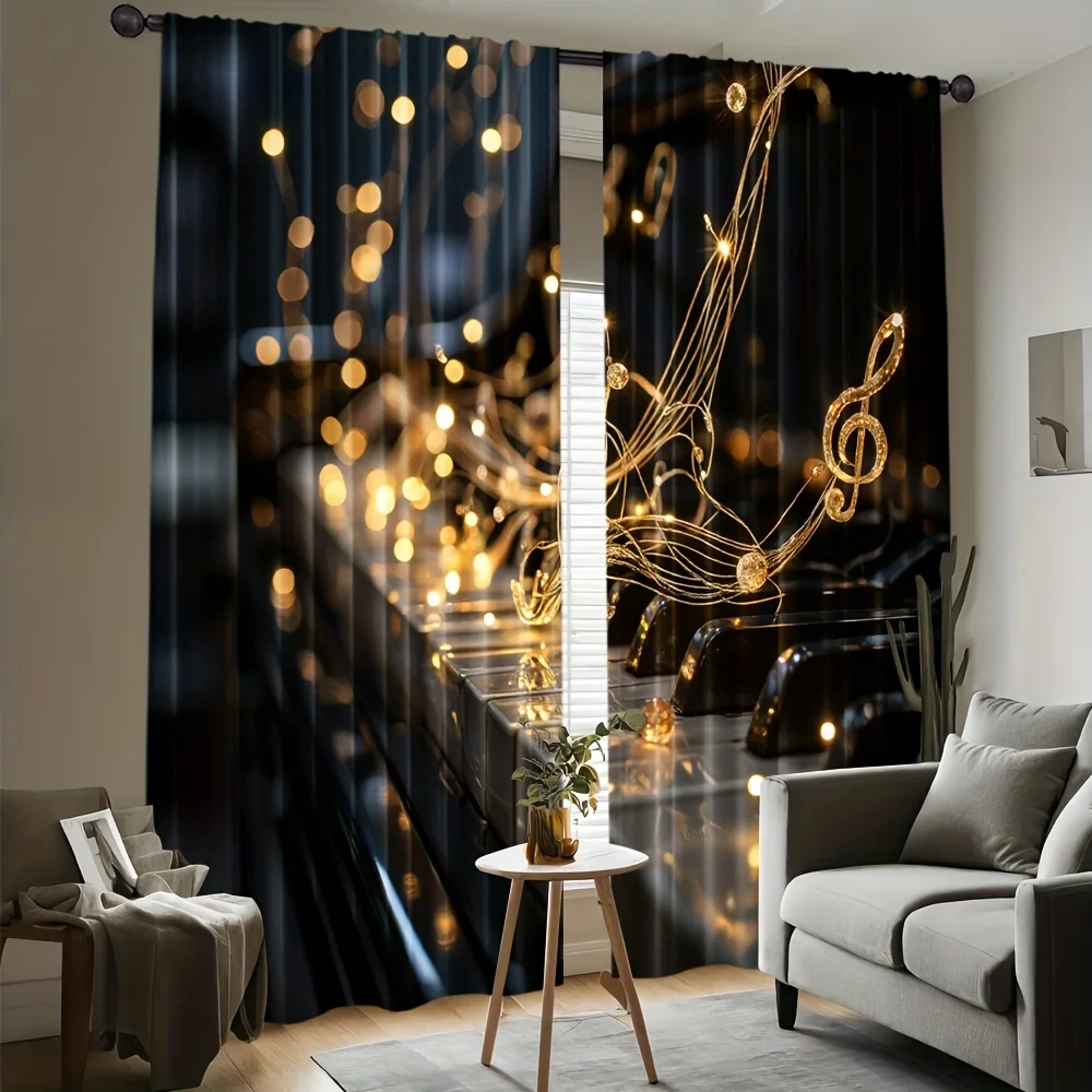 Piano Music Note Curtain, Golden Bokeh Abstract Print Drape, Art Decor for Living Room Bedroom Window Treatment Blackout
Piano Music Note Curtain, Golden Bokeh Abstract Print Drape, Art Decor for Living Room Bedroom Window Treatment Blackout
