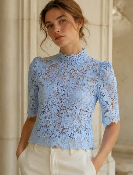 Summer Festival Holiday Women Romantic Elegant Floral Hollow Out Lace Sheer Short Sleeve Blouse
Summer Festival Holiday Women Romantic Elegant Floral Hollow Out Lace Sheer Short Sleeve Blouse