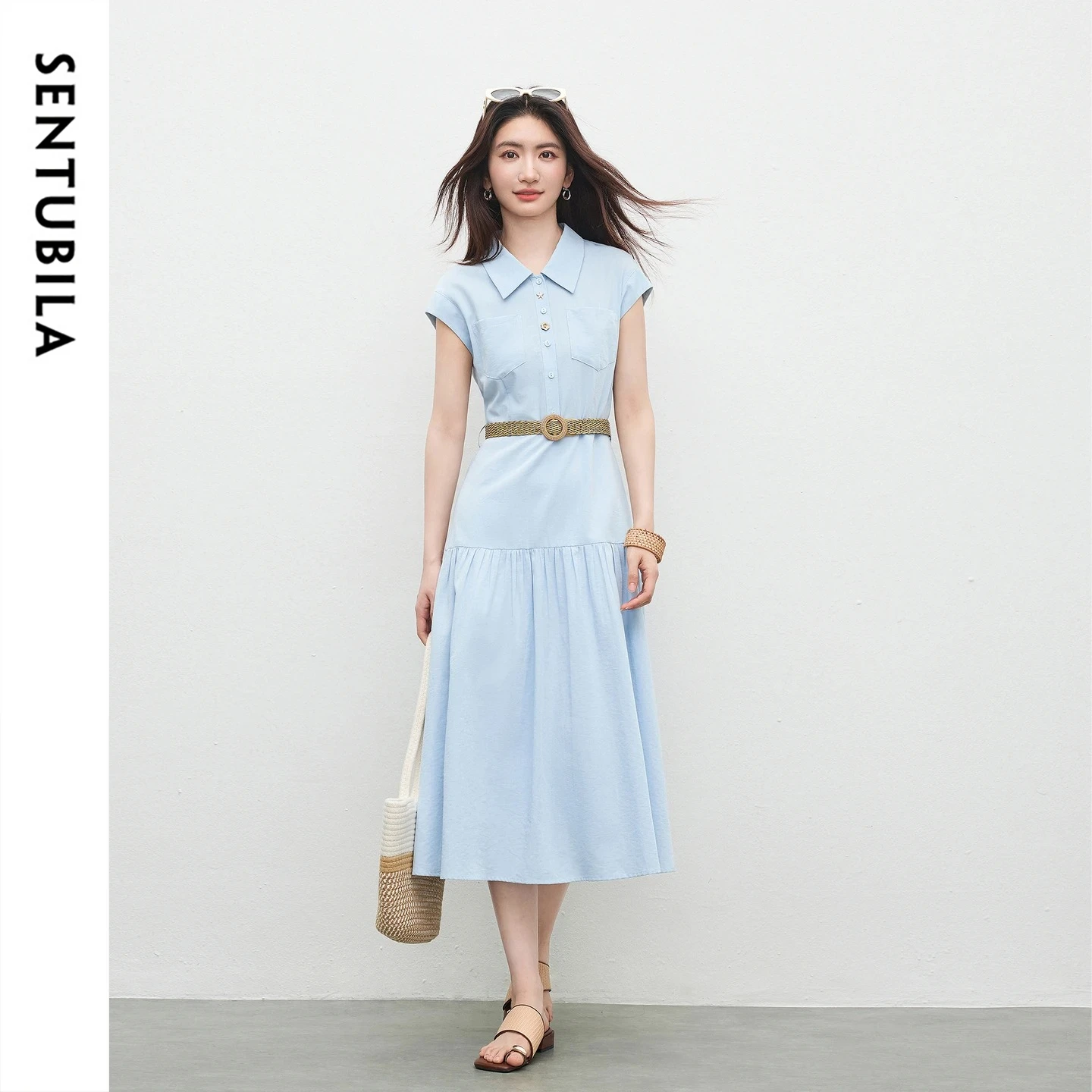 SENTUBILA Korean Simple Commute Sleeveless Summer Dresses for Women Lapel Collar Removable Belted Casual Shirt Dress Q62LA7560
SENTUBILA Korean Simple Commute Sleeveless Summer Dresses for Women Lapel Collar Removable Belted Casual Shirt Dress Q62LA7560