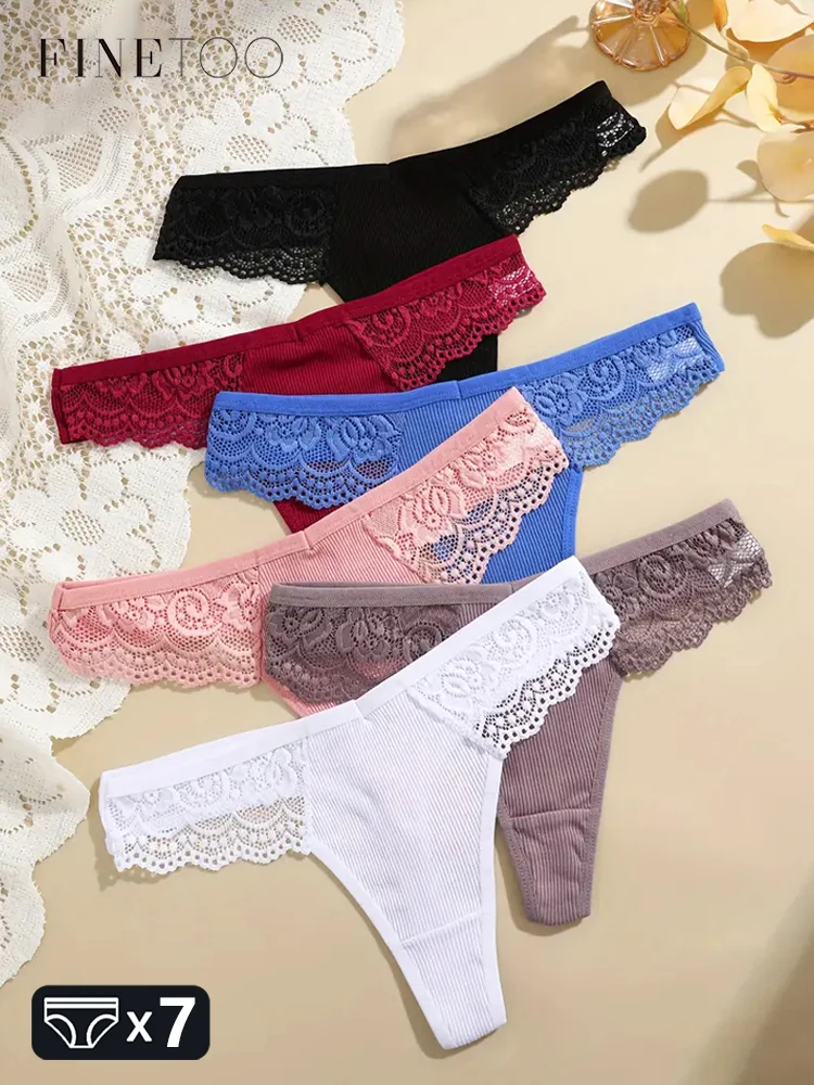 FINETOO 7Pcs женские хлопковые кружевные стринги сексуальные сплошной цвет G-стринги с низкой талией дышащие бикини нижнее белье женские комфортные трусики
FINETOO 7Pcs женские хлопковые кружевные стринги сексуальные сплошной цвет G-стринги с низкой талией дышащие бикини нижнее белье женские комфортные трусики