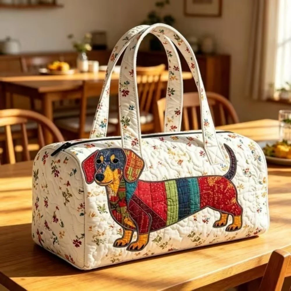 Cute Dachshund Dog Print Quilted Duffel Bag Rainbow Striped Pet Lover Travel Lightweight Polyester Weekender Bag for Women Girls
Cute Dachshund Dog Print Quilted Duffel Bag Rainbow Striped Pet Lover Travel Lightweight Polyester Weekender Bag for Women Girls