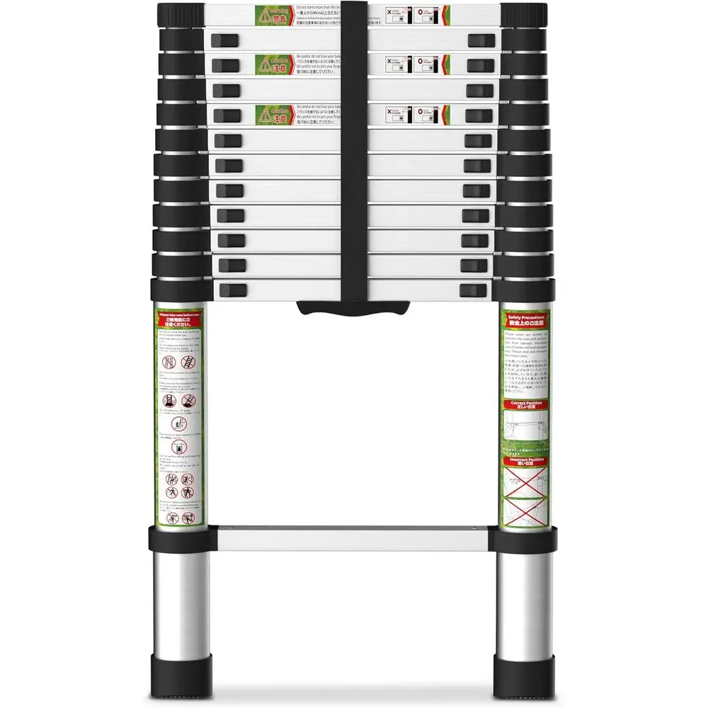 12.5ft Telescoping Extension Ladder - Dual Lock, 330lbs Capacity, Foldable for Home, RV, and Outdoor Use
12.5ft Telescoping Extension Ladder - Dual Lock, 330lbs Capacity, Foldable for Home, RV, and Outdoor Use