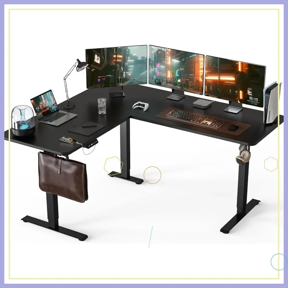 63x55 Inch Electric L-Shaped Standing Desk, Adjustable Height Corner Computer Table for Home Office Gaming
63x55 Inch Electric L-Shaped Standing Desk, Adjustable Height Corner Computer Table for Home Office Gaming