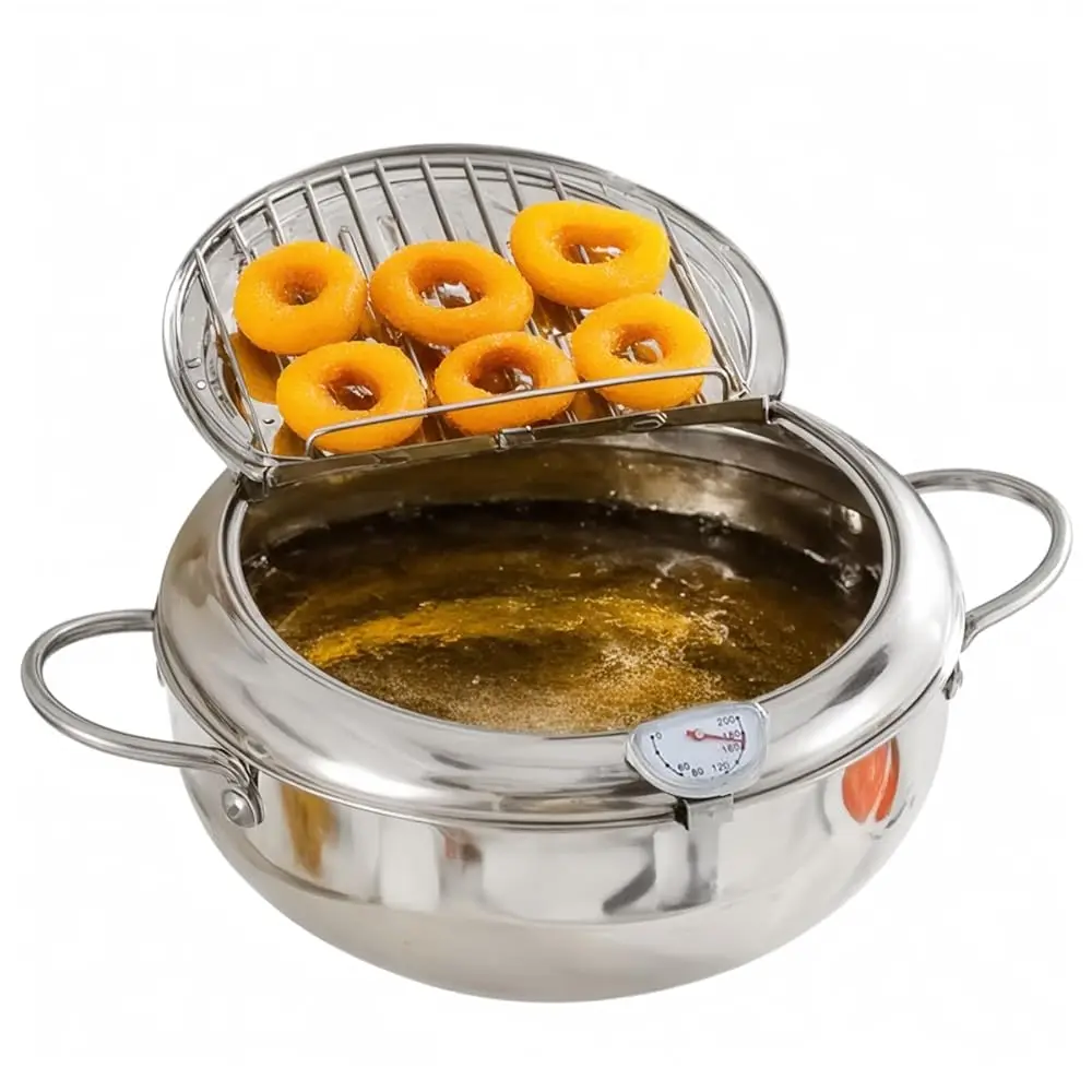 Deep Fryer Pot, Japanese Frying Pot with Thermometer and Oil Drip Drainer Rack, 304 Stainless Steel Tempura Deep Fryer Pot fo
Deep Fryer Pot, Japanese Frying Pot with Thermometer and Oil Drip Drainer Rack, 304 Stainless Steel Tempura Deep Fryer Pot fo