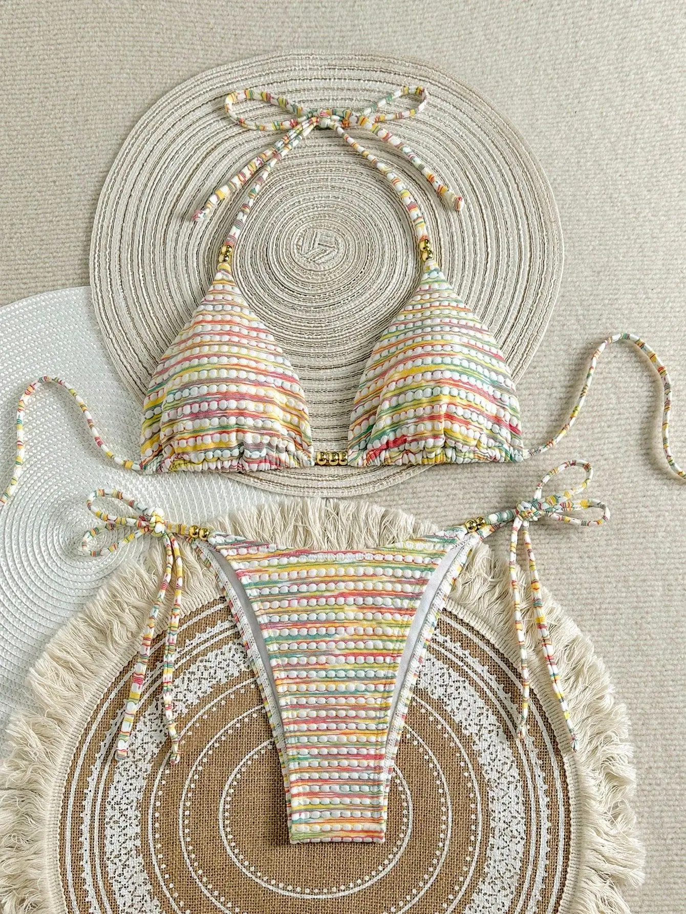 sexy rainbow print gold beads bikinis sets two pieces halter back tie swimsuits bathing suit swimwear biquini tankini trikini
sexy rainbow print gold beads bikinis sets two pieces halter back tie swimsuits bathing suit swimwear biquini tankini trikini