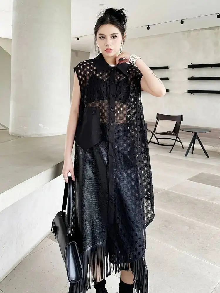 Женская белая сетчатая блузка большого размера с асимметричным вырезом, новая, без рукавов, с отложным воротником, модная, весна-лето
Женская белая сетчатая блузка большого размера с асимметричным вырезом, новая, без рукавов, с отложным воротником, модная, весна-лето