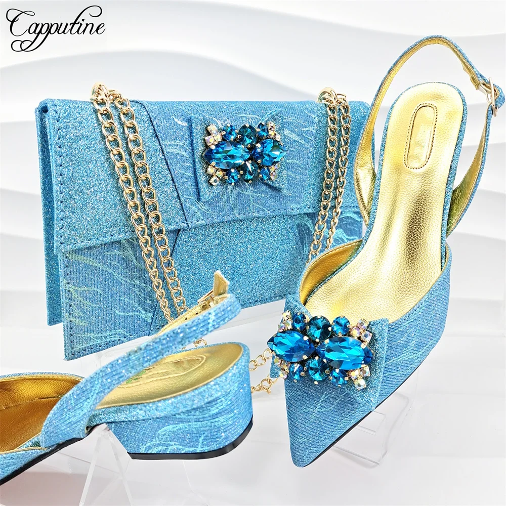Sky Blue Women Shoes And Bag Set To Match Fashion African Ladies Pumps With Handbag Medium Heels Sandals Escarpins Femme MM1152
Sky Blue Women Shoes And Bag Set To Match Fashion African Ladies Pumps With Handbag Medium Heels Sandals Escarpins Femme MM1152