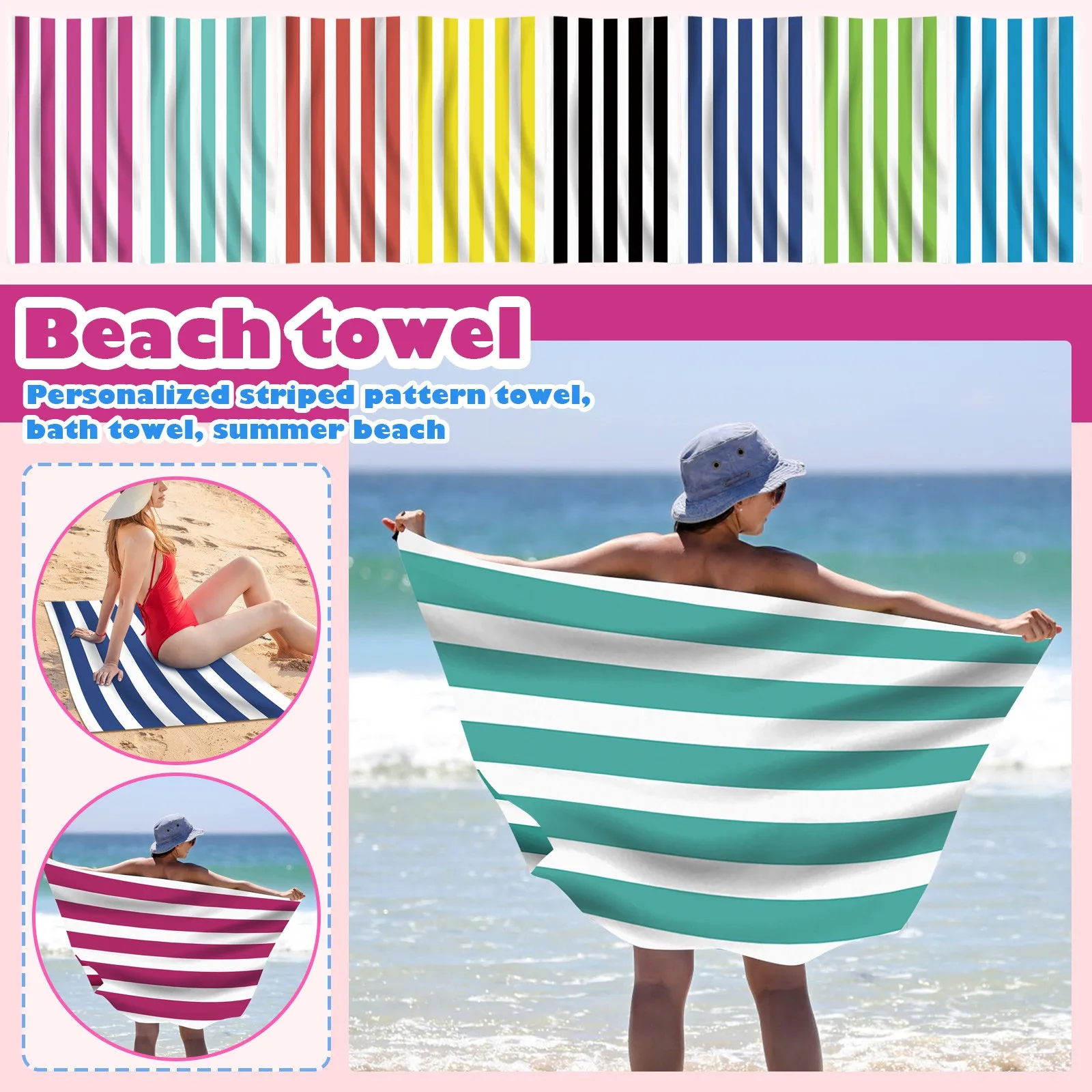 Single Sided Velvet Beach Towel Ultra-Fine Fiber Beach Towel Personalized Striped Pattern Towel Bath Towel
Single Sided Velvet Beach Towel Ultra-Fine Fiber Beach Towel Personalized Striped Pattern Towel Bath Towel