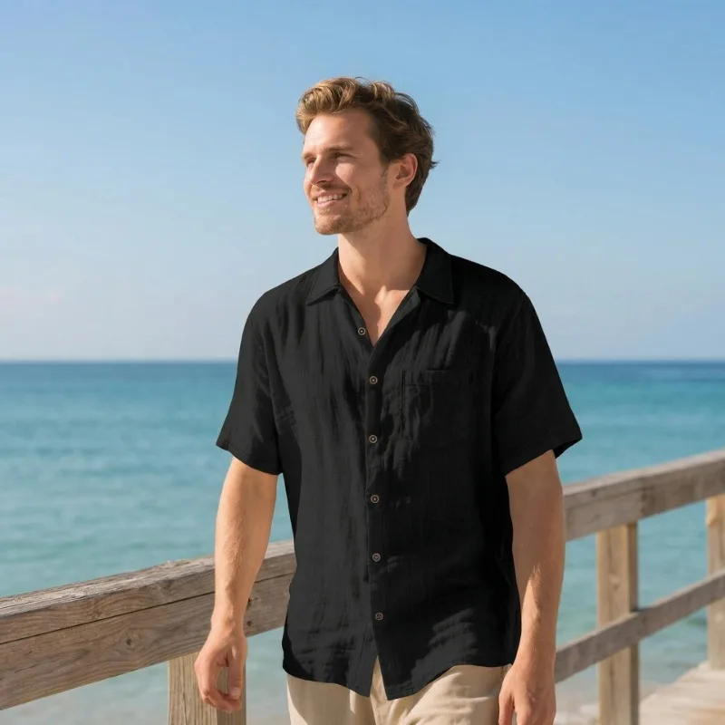 Men's Linen Blend Cuban Collar Shirt Breathable Short Sleeve Summer Beach Blouse
Men's Linen Blend Cuban Collar Shirt Breathable Short Sleeve Summer Beach Blouse