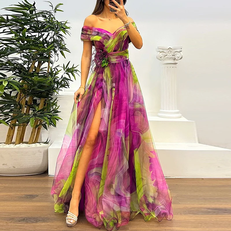 Spring Summer New Mesh Evening Dress Vintage Pattern Printed High Waisted Long Dress New One Shoulder Pleat Banquet Swing Dress
Spring Summer New Mesh Evening Dress Vintage Pattern Printed High Waisted Long Dress New One Shoulder Pleat Banquet Swing Dress