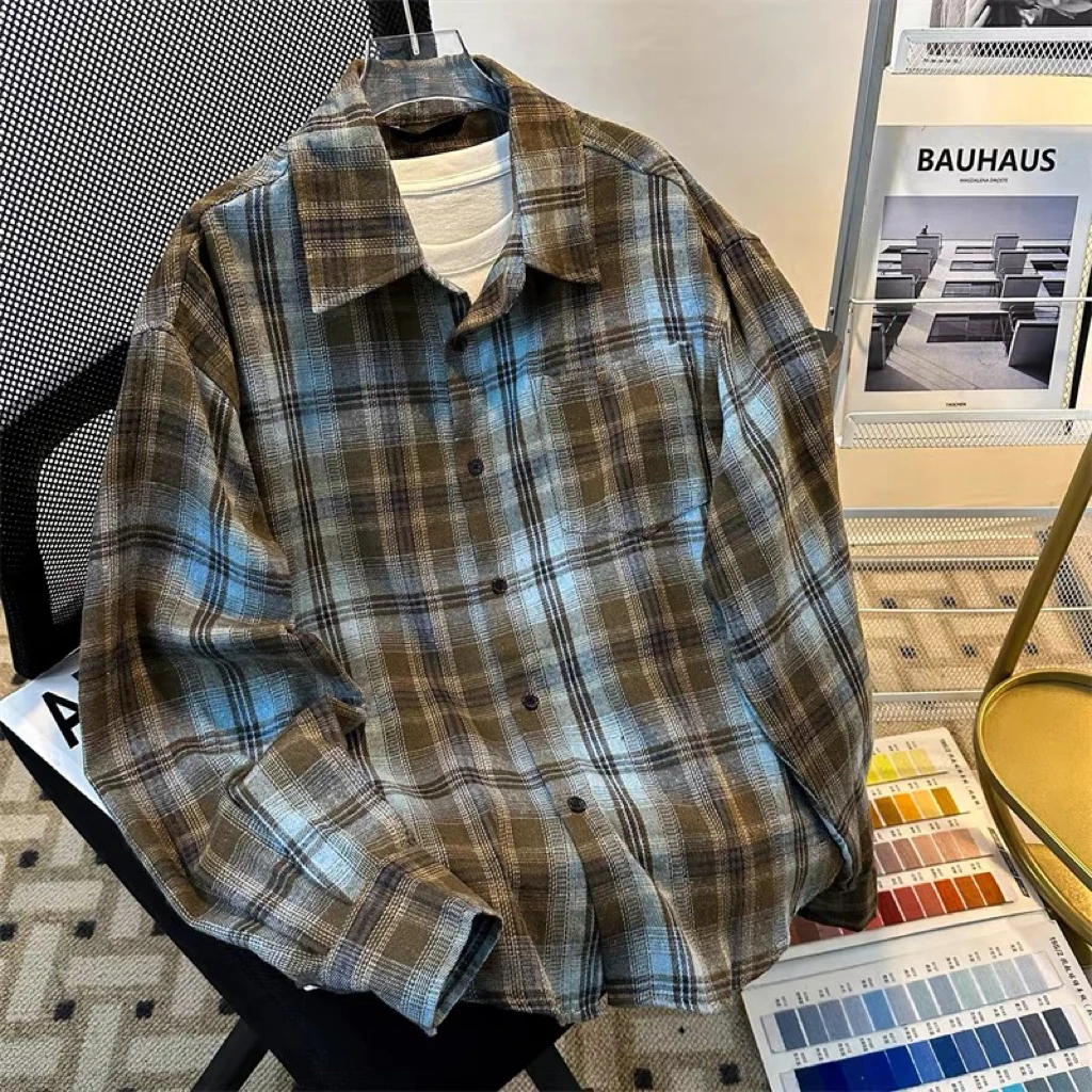 Retro American Brued Plaid Men's irt Spring New Loose Long Sve Couple Coat Casual Lazy Sle Polyester Cotton Blend
Retro American Brued Plaid Men's irt Spring New Loose Long Sve Couple Coat Casual Lazy Sle Polyester Cotton Blend