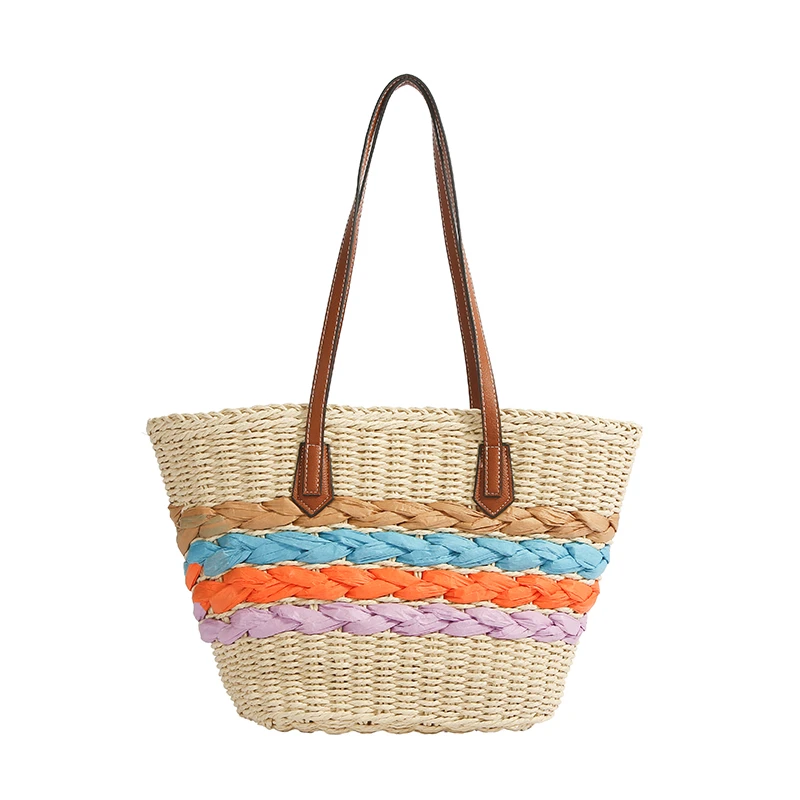 Colored Stripes Straw Shoulder Bags Women Summer Hawaiian Style Casual Totes Lady Leisure Fashion Packages
Colored Stripes Straw Shoulder Bags Women Summer Hawaiian Style Casual Totes Lady Leisure Fashion Packages