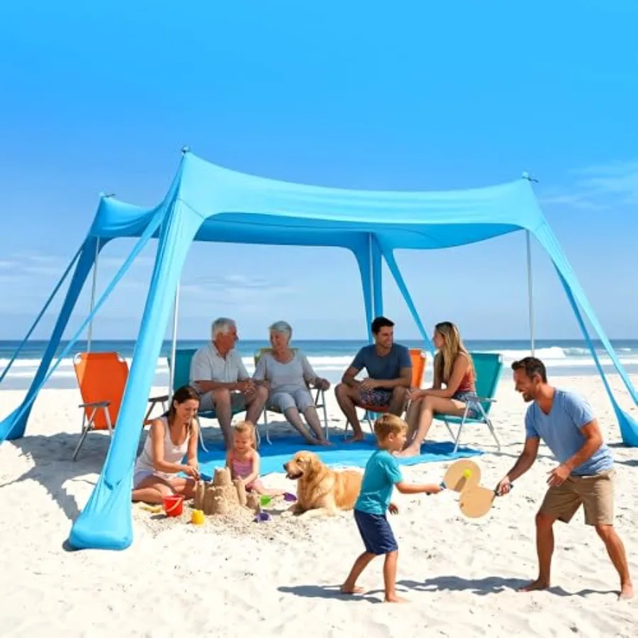 Beach Tent Sun Shelter - 10x10FT Beach Shade Canopy UPF50+ Protection Easy Setup, with 8 Sandbags, 4 Stability Poles, Sand Shov
Beach Tent Sun Shelter - 10x10FT Beach Shade Canopy UPF50+ Protection Easy Setup, with 8 Sandbags, 4 Stability Poles, Sand Shov