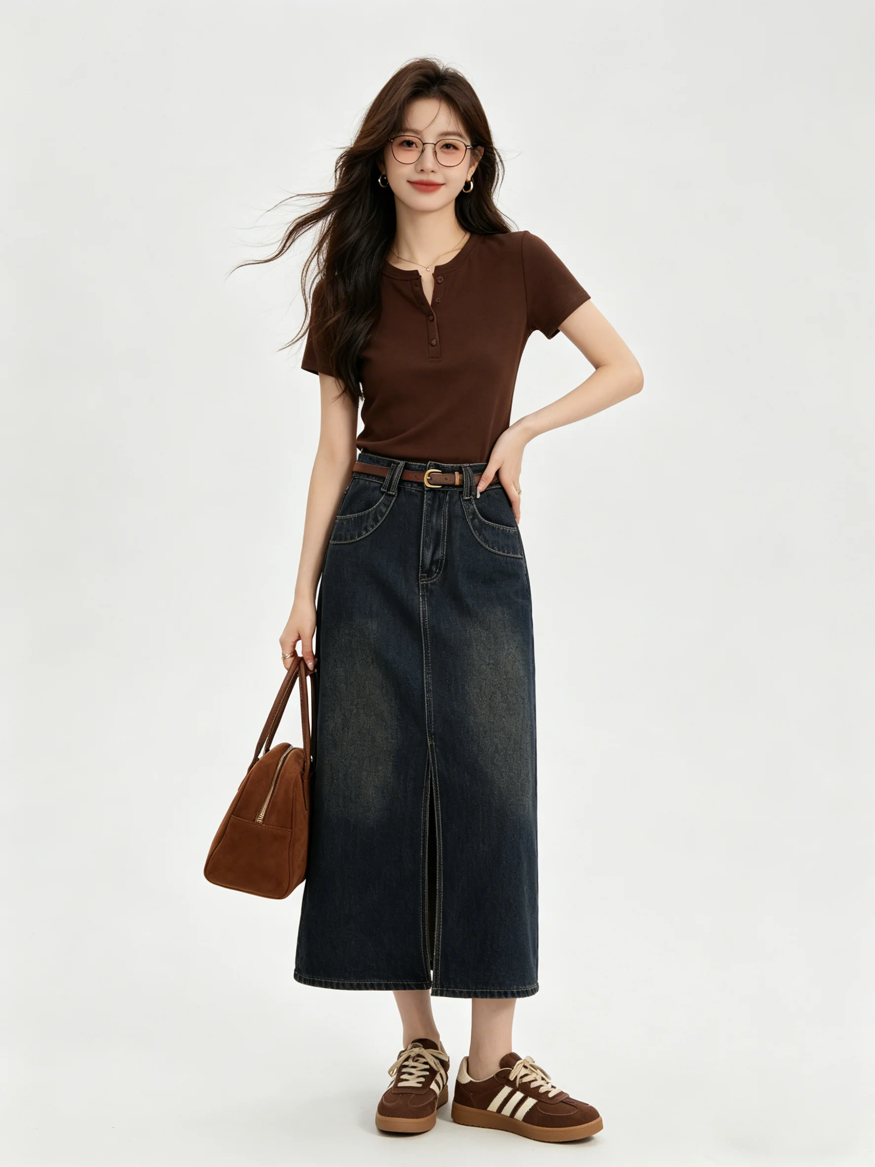 Hong Kong Style Vintage High Waist A-Line Skirt with Slit Versatile Slimming Spring Fashion for Young Women
Hong Kong Style Vintage High Waist A-Line Skirt with Slit Versatile Slimming Spring Fashion for Young Women
