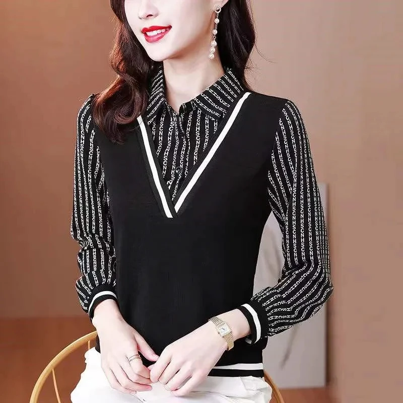 Fake Two Pieces Shirts Spring Autumn Long Sleeve Women T-shirt Fashion Patchwork All-Match Pinted Tops Female Blouse Blaus Mujer
Fake Two Pieces Shirts Spring Autumn Long Sleeve Women T-shirt Fashion Patchwork All-Match Pinted Tops Female Blouse Blaus Mujer