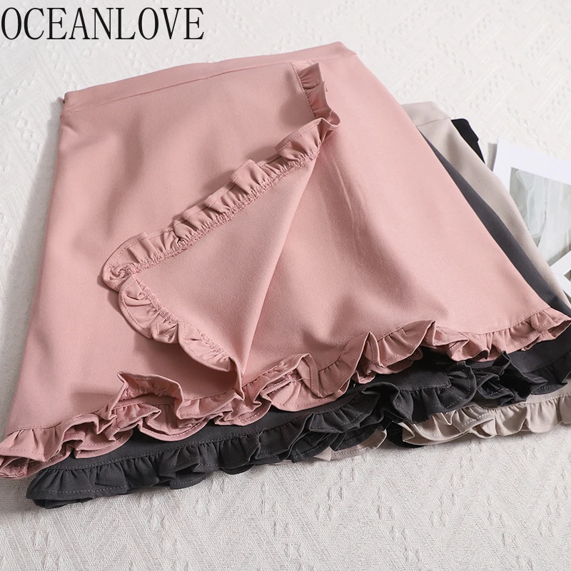 OCEANLOVE милые женские юбки трапециевидной формы с оборками, весна-лето, однотонная корейская модная мини-юбка с высокой талией, простая Faldas Mujer
OCEANLOVE милые женские юбки трапециевидной формы с оборками, весна-лето, однотонная корейская модная мини-юбка с высокой талией, простая Faldas Mujer
