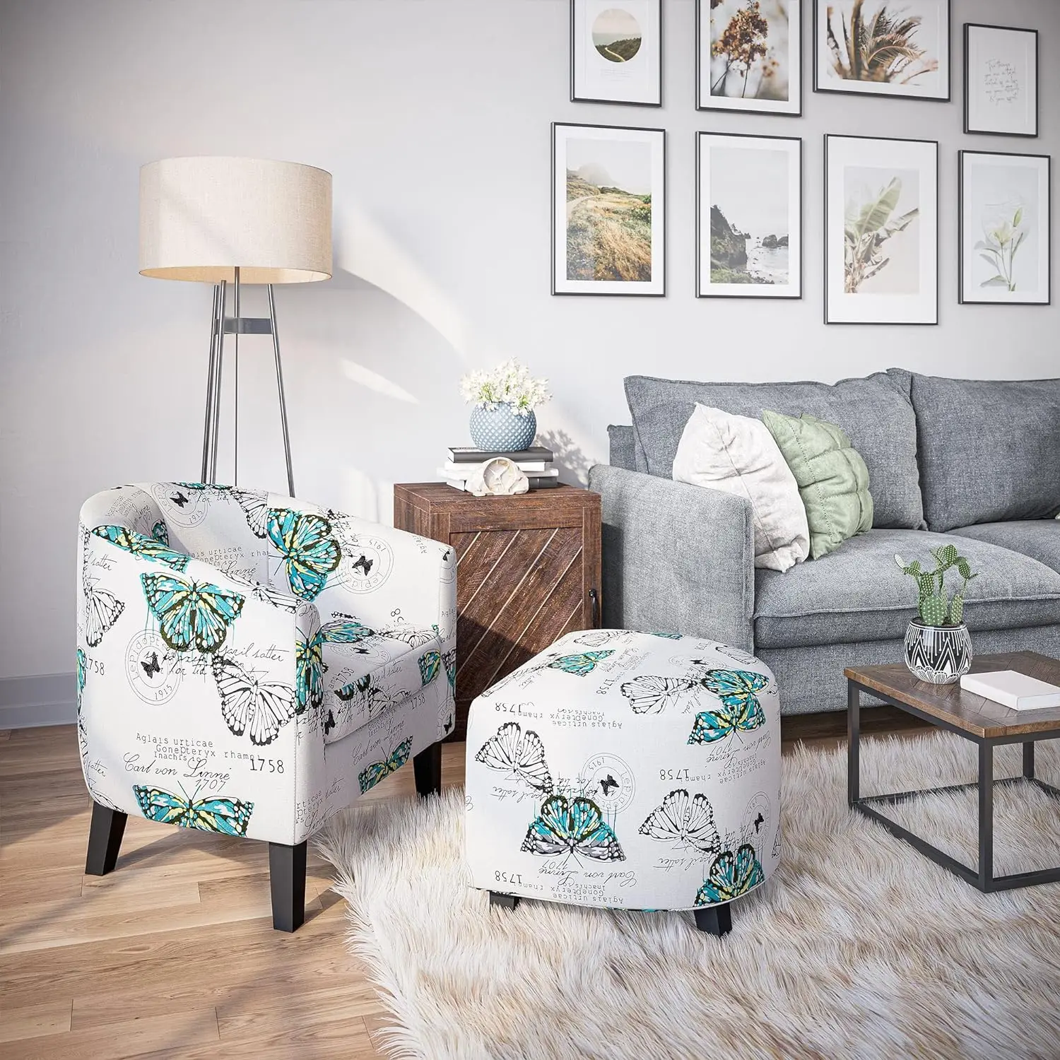 Accent Chair with Ottoman, Curved Back Living Room Chair, Stylish Barrel Club Chair and Footrest Set
Accent Chair with Ottoman, Curved Back Living Room Chair, Stylish Barrel Club Chair and Footrest Set