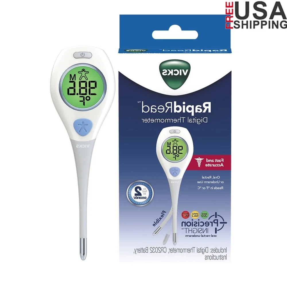 Цифровой термометр с гибким наконечником, ректальная полость рта, подмышки, обнаружение лихорадки, восстановление памяти всех возрастов, мгновенное считывание F ° C °
Цифровой термометр с гибким наконечником, ректальная полость рта, подмышки, обнаружение лихорадки, восстановление памяти всех возрастов, мгновенное считывание F ° C °