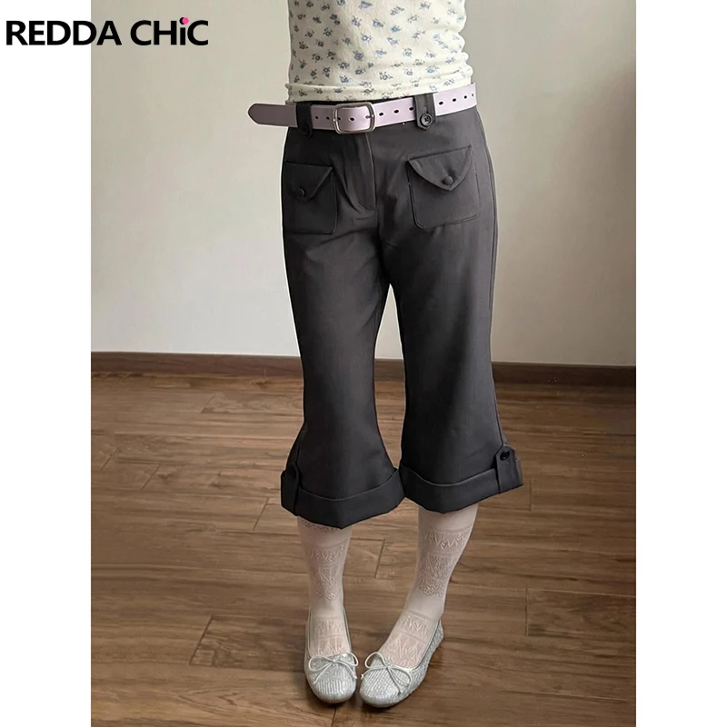 Серые укороченные брюки-костюм ReddaChic, винтажные шорты-бермуды с низкой посадкой, свободного кроя, расклешенные, в стиле гранж, для повседневной носки летом
Серые укороченные брюки-костюм ReddaChic, винтажные шорты-бермуды с низкой посадкой, свободного кроя, расклешенные, в стиле гранж, для повседневной носки летом