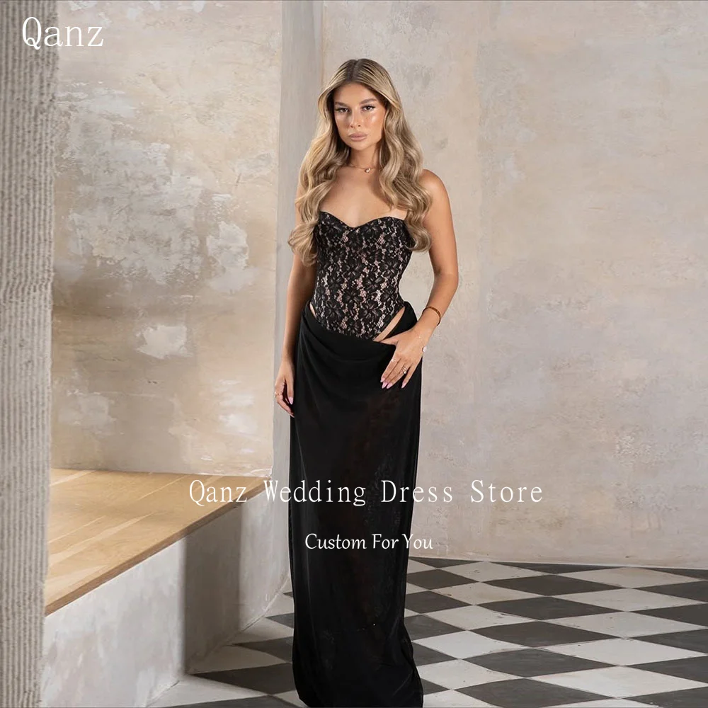 Qanz Modern Black Lace Evening Dresses Sweetheart Women Mermaid Vestido De fiesta Lujo Chiffon Robe De Soirée Femme Customized
Qanz Modern Black Lace Evening Dresses Sweetheart Women Mermaid Vestido De fiesta Lujo Chiffon Robe De Soirée Femme Customized