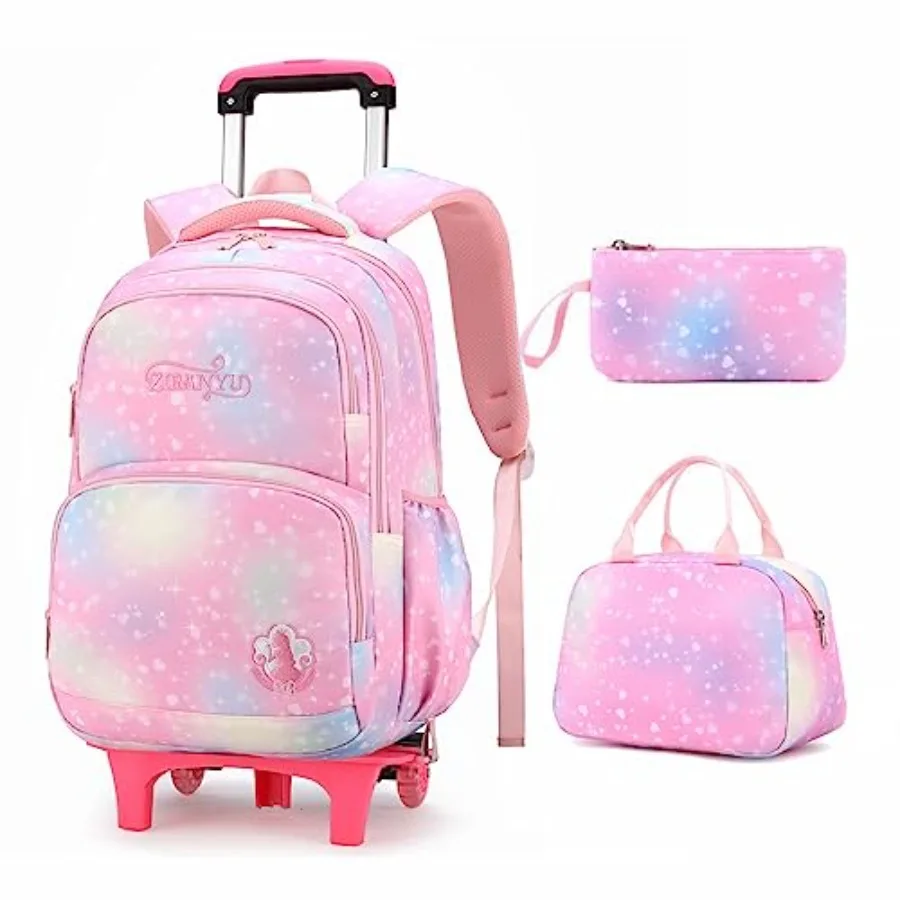 Rolling Backpack for Girls Dream Princess Wind Bookbag with Wheels Travel Bag Trolley School Bag with Lunch Box Pink
Rolling Backpack for Girls Dream Princess Wind Bookbag with Wheels Travel Bag Trolley School Bag with Lunch Box Pink